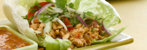 Lettuce tacos with natural sliced almonds