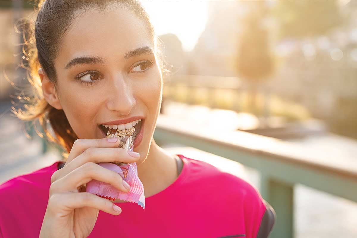 Woman protein bar