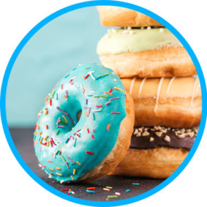 Sprinkle donut with blue frosting