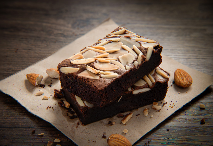 Stacked Brownies with Almonds